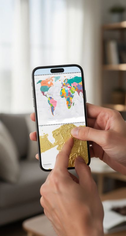 Mapa del mundo para rascar XXL 88x52 cm, edición oro: fotograma de nuestro vídeo