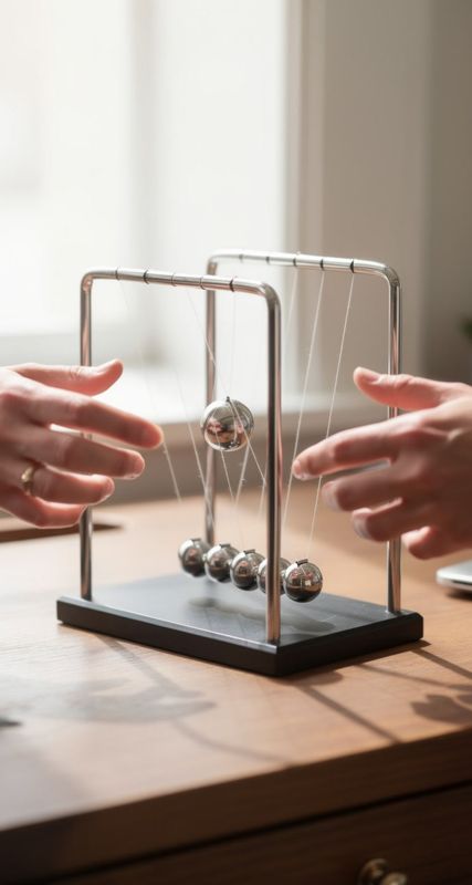 Péndulo de Newton de 5 bolas de metal: fotograma de nuestro vídeo
